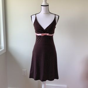 VTG Sweet & Sexy Brown & Pink Polka Dot Dress